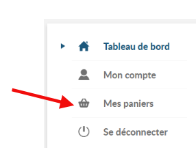 Accéder à ses paniers sauvegardés depuis le tableau de bord d'un compte Clade