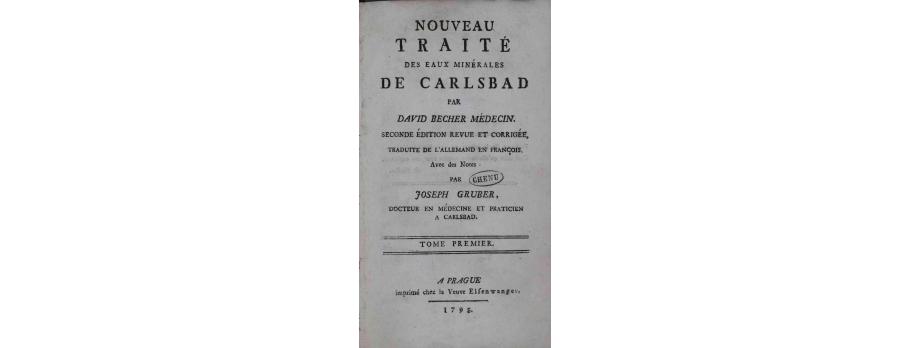Nouveau traité des eaux minérales de Carlsbad de David Becher (1795).