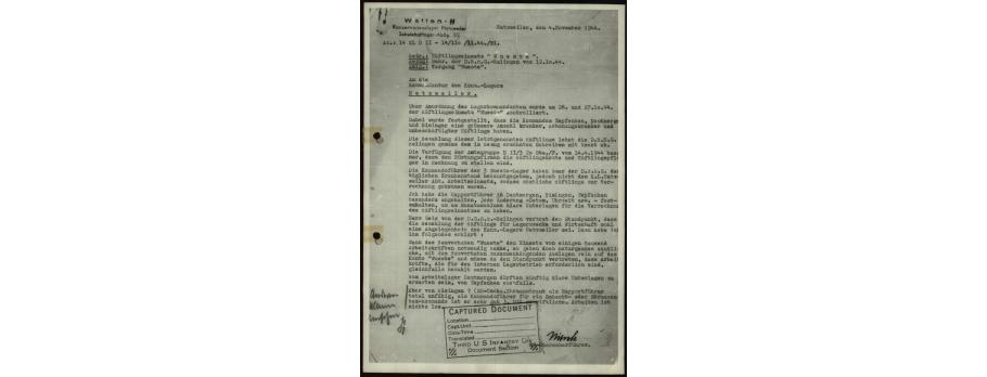 Courrier émanant du KL-Natzweiler et transmis à ses camps annexes regroupés autour du projet Wüste