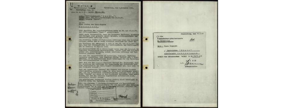 Courrier émanant du KL-Natzweiler et transmis à ses camps annexes regroupés autour du projet Wüste et courrier émanant de l’Inspection des camps de concentration et transmis au KL-Natzweiler